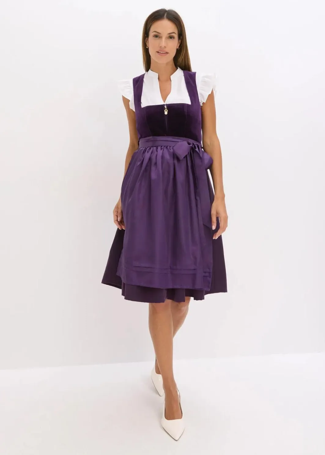 Damen bonprix Bekleidung·Pullover & Strickjacken|Kleider|Dirndl mit Samt in Midilänge (2-tlg.Set)