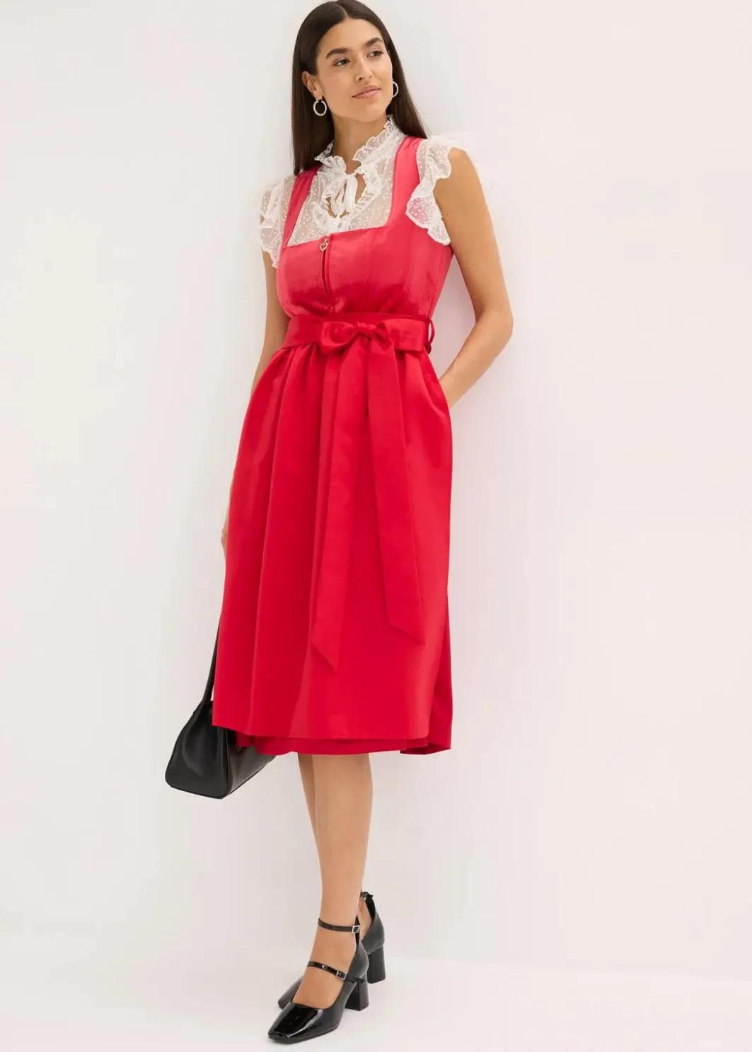 Damen bonprix Bekleidung·Pullover & Strickjacken|Kleider|Dirndl mit Samt in Midilänge (2-tlg.Set)