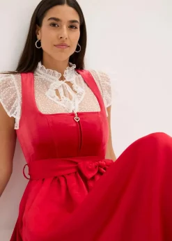 Damen bonprix Bekleidung·Pullover & Strickjacken|Kleider|Dirndl mit Samt in Midilänge (2-tlg.Set)