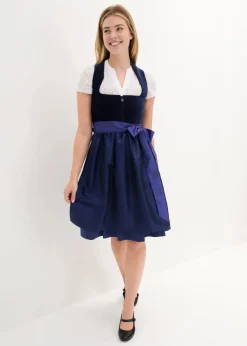 Damen bonprix Kleider|Bekleidung·Pullover & Strickjacken|Dirndl mit Samt-Mieder und Satin-Schürze (2-tlg.Set)