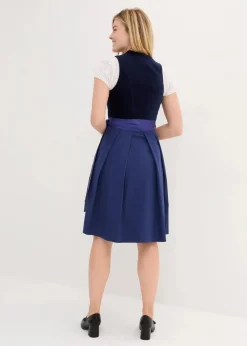Damen bonprix Kleider|Bekleidung·Pullover & Strickjacken|Dirndl mit Samt-Mieder und Satin-Schürze (2-tlg.Set)