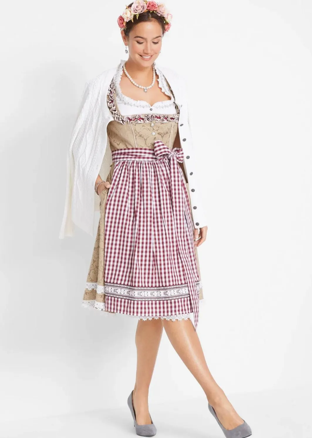 Outlet Dirndl mit Schürze, knieumspielend (2-tlg. Set) Damen Bekleidung·Pullover & Strickjacken|Kleider