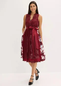 Damen bonprix Kleider|Dirndl mit Stickerei und Samtrock (2-tlg.Set)