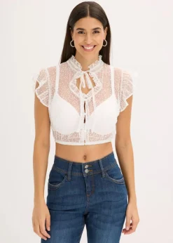 Discount Dirndlbluse aus zartem Tüll mit Punktemuster Damen Bekleidung·Jacken & Mäntel|Blusen & Tuniken