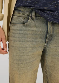 New Dirty Washed Stretch-Jeans-Bermuda, Regular Fit Herren Große Größen|Shorts