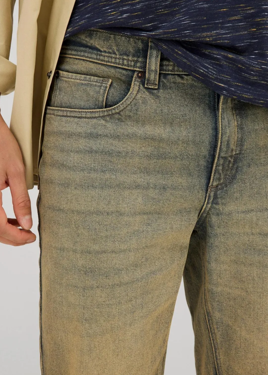 New Dirty Washed Stretch-Jeans-Bermuda, Regular Fit Herren Große Größen|Shorts