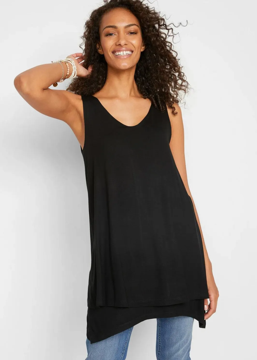 Sale Doppellagiges Long-Top aus Viskose-Mix Damen Nachhaltigere Materialien|Shirts & Tops
