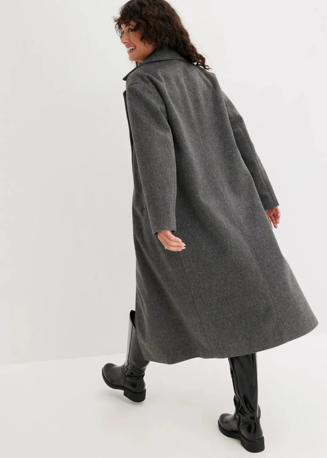 Doppelreihiger Oversize-Mantel in Wolloptik Damen Jacken & Mäntel|Kurzgrößen