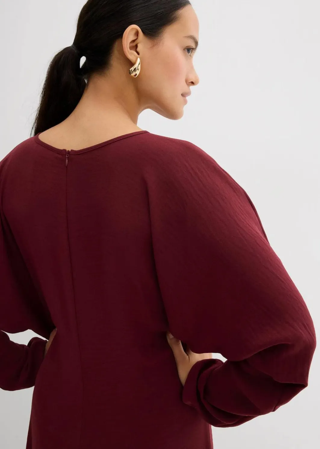 Damen bonprix Kleider|Bekleidung·Pullover & Strickjacken|Drapiertes Midikleid