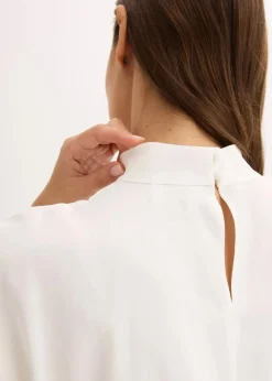 Elegante Kurzarmbluse aus glänzenden Satin Damen Blusen & Tuniken|Bekleidung·Jacken & Mäntel