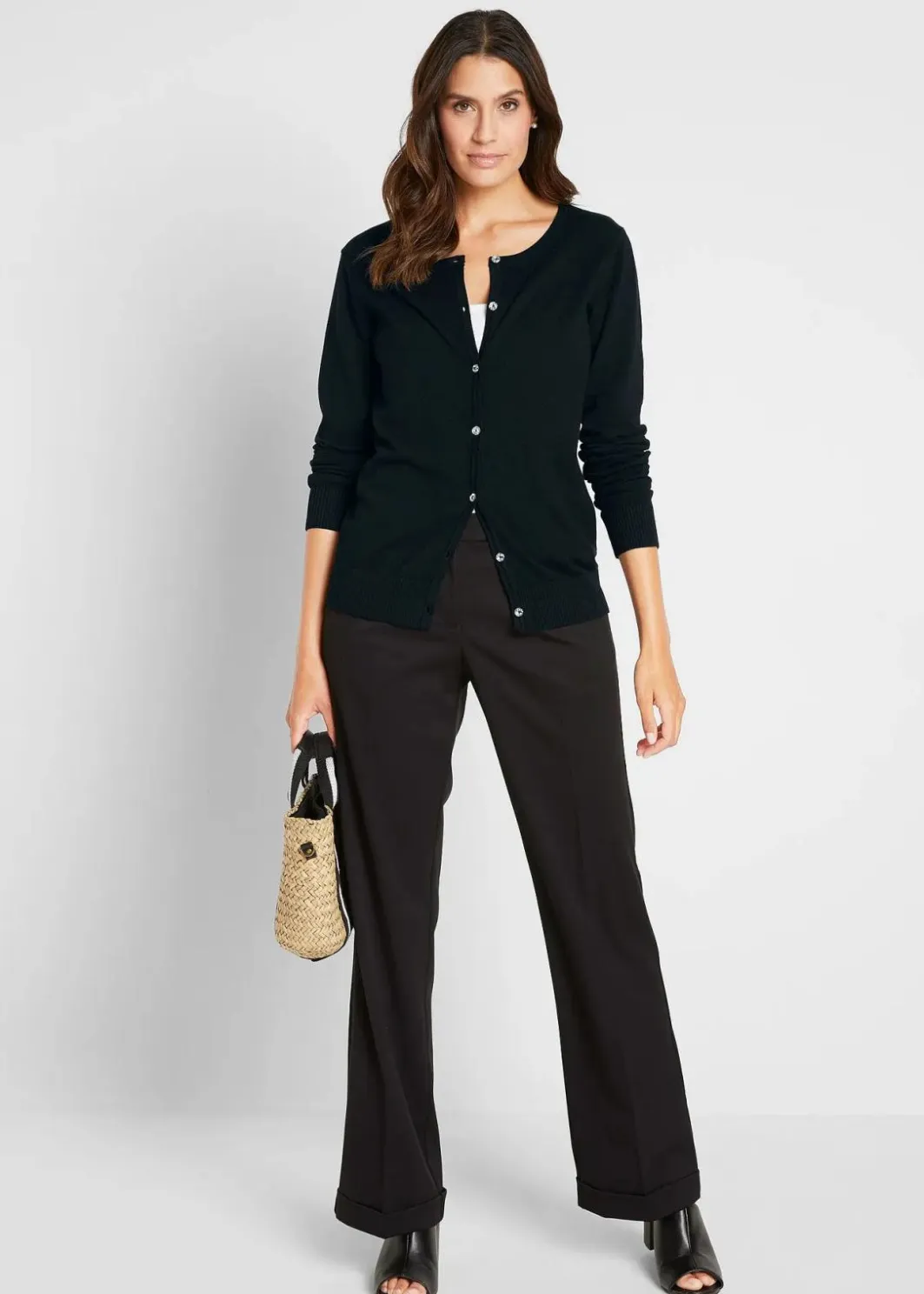Damen bonprix Pullover & Strickjacken|Basics|Enge Feinstrickjacke