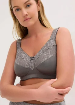Damen bonprix Große Cups D-H|Nachhaltigere Materialien|Entlastungs-BH ohne Bügel mit gepolsterten Trägern (2er Pack)