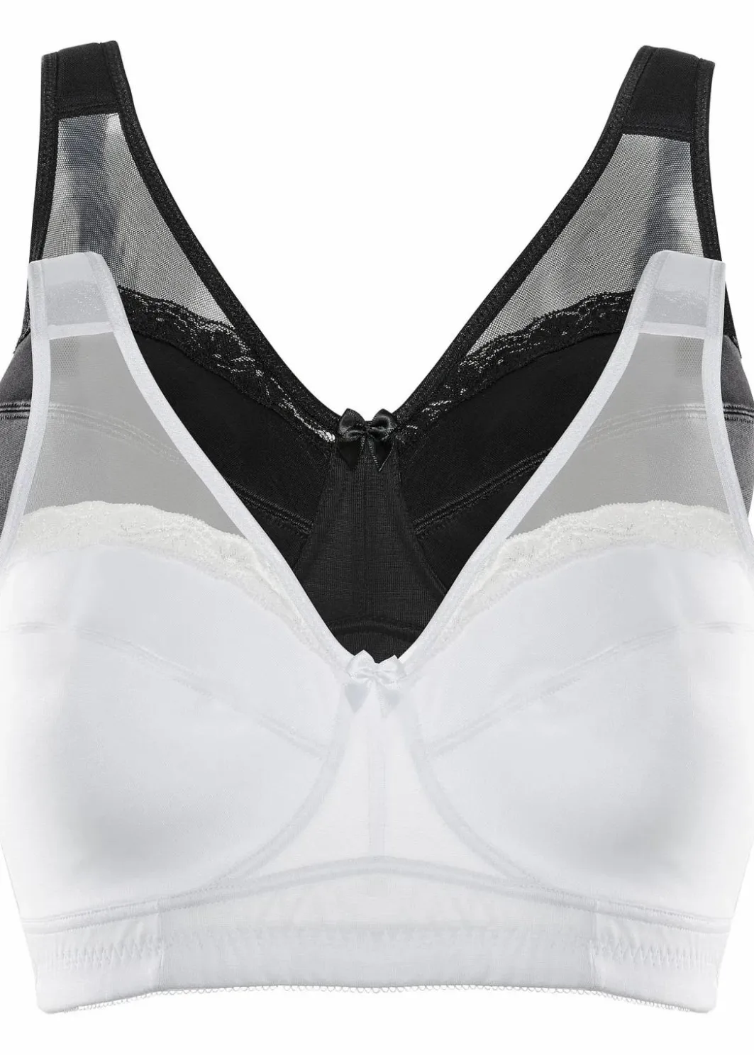 Damen bonprix Wäsche·Große Cups D-H|Wäsche·Bhs|Entlastungs-BH ohne Bügel mit gepolsterten Trägern (2er Pack)