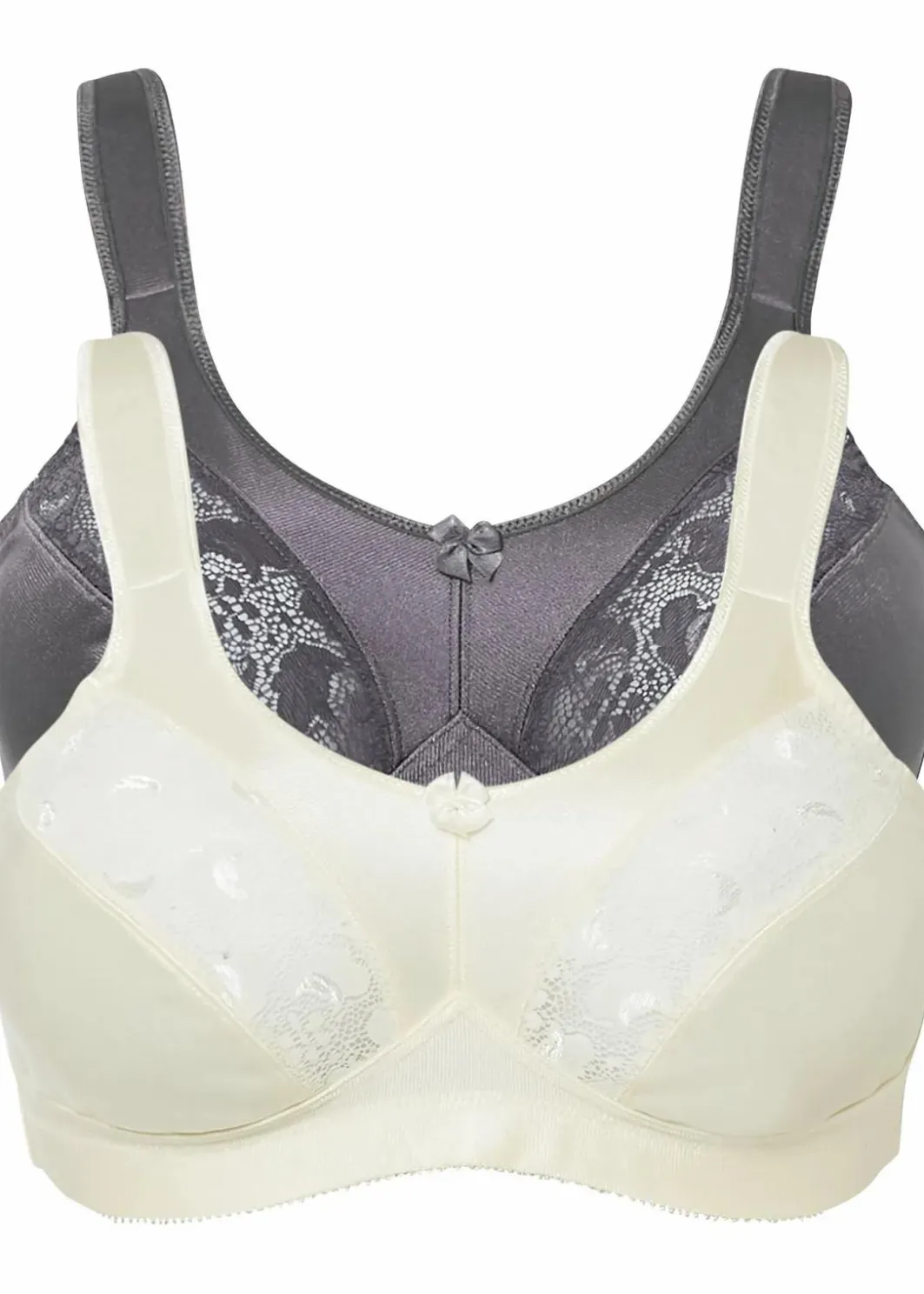 Damen bonprix Wäsche·Große Cups D-H|Wäsche·Bhs|Entlastungs-BH ohne Bügel mit gepolsterten Trägern (2er Pack)