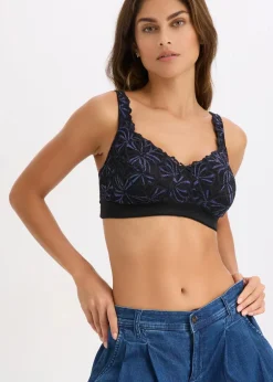 Damen bonprix Wäsche·Große Cups D-H|Wäsche·Bhs|Entlastungs-BH ohne Bügel mit mehrfarbigem Glitzergarn