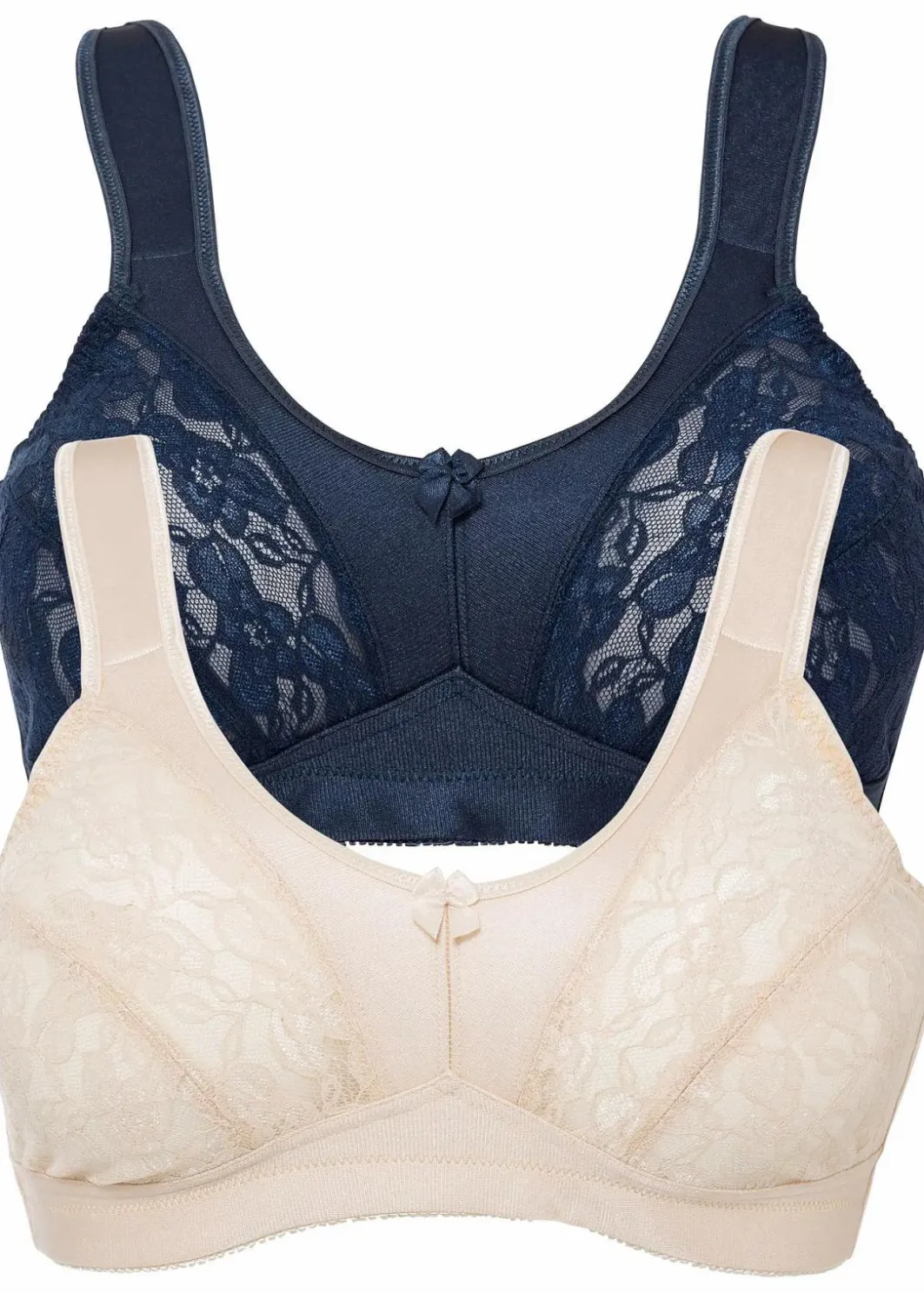 Damen bonprix Große Cups D-H|Bhs|Entlastungs-BH ohne Bügel mit gepolsterten Trägern (2er Pack)