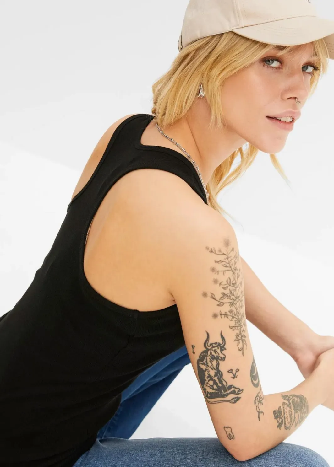 Damen bonprix Nachhaltigere Materialien|Shirts & Tops|2er-Pack Ripp-Tanktop