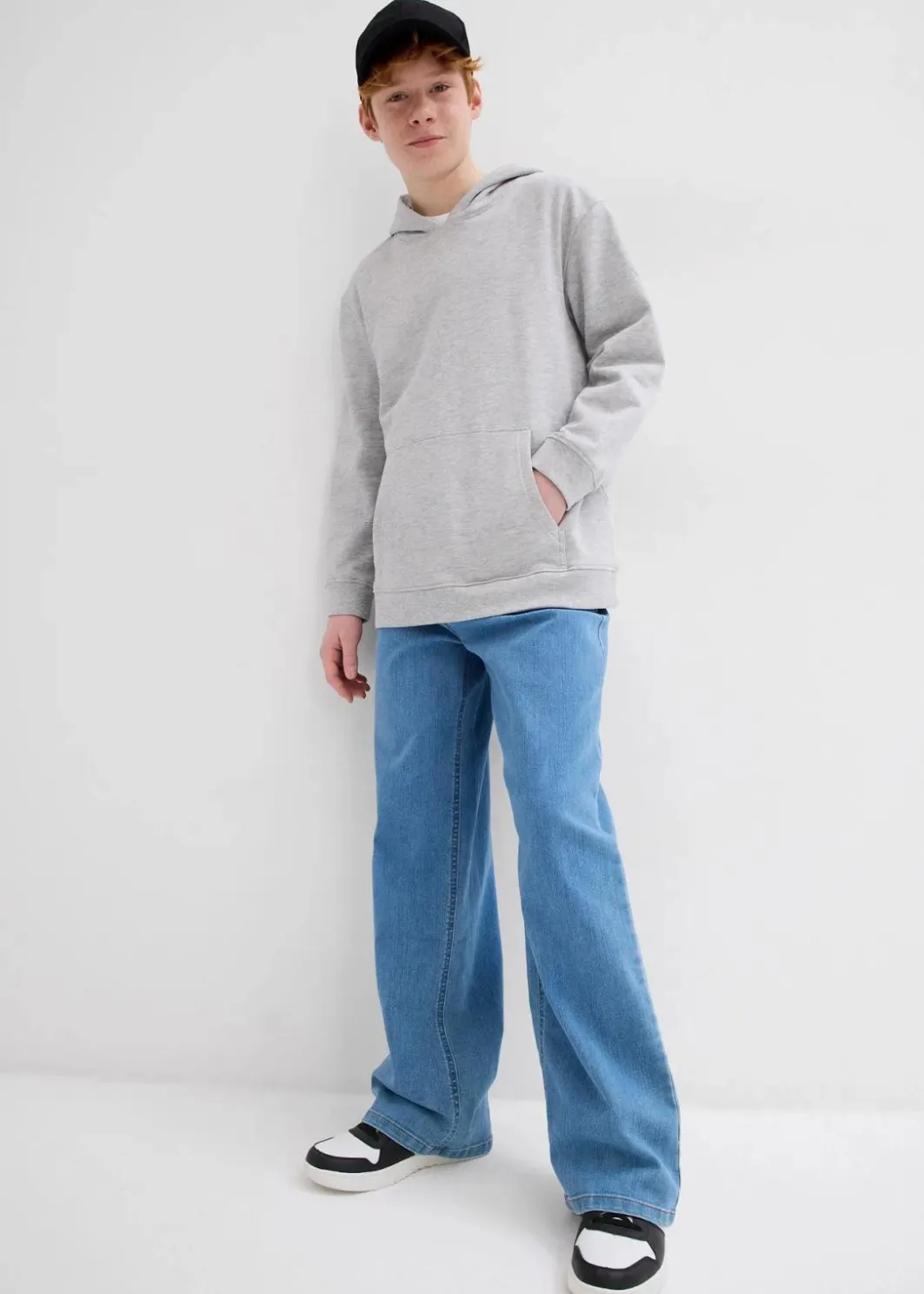Online Extra Loose Fit Stretch-Jeans mit verstellbarem Bund, Straight Kinder Jungen 9-16 Jahre·Jeans