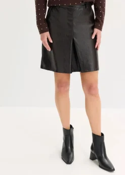 Damen bonprix Bekleidung·Sportbekleidung|Röcke|Faltenrock aus Lacklederimitat
