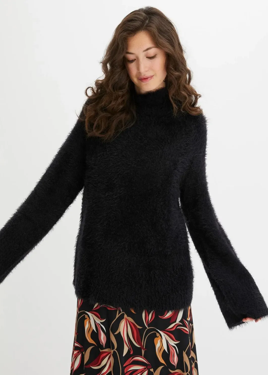Online Federgarn-Pullover mit weiten Ärmeln, Boxy-Fit Damen Bekleidung·Umstandsmode|Pullover & Strickjacken