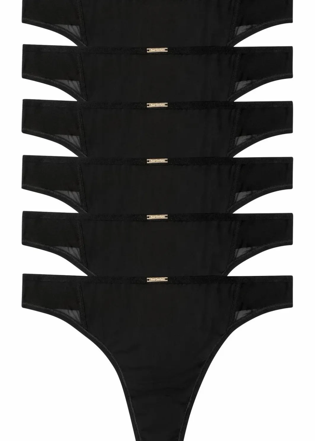 Damen bonprix Wäsche·Basics|Wäsche·Höschen|Feel Comfort String Mikrofaser (6er Pack)