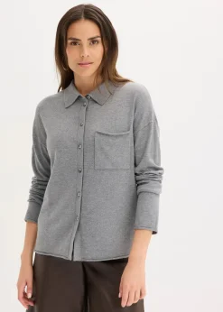 Damen bonprix Bekleidung·Umstandsmode|Bekleidung·Jeans|Feinstrick in Hemdoptik