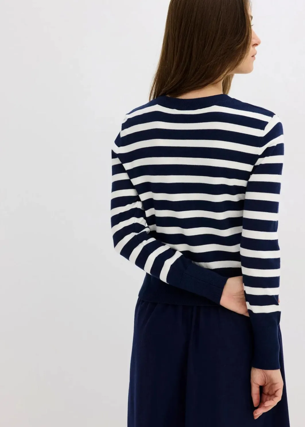 Damen bonprix Bekleidung·Umstandsmode|Pullover & Strickjacken|Feinstrick-Cardigan mit Streifen