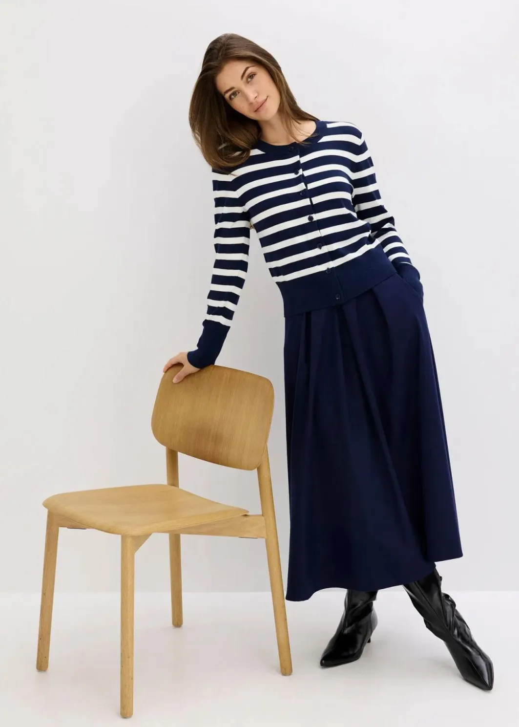 Damen bonprix Bekleidung·Umstandsmode|Pullover & Strickjacken|Feinstrick-Cardigan mit Streifen