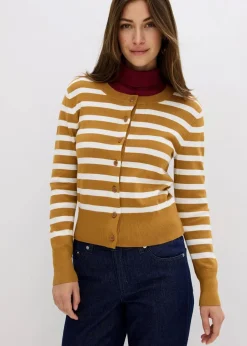 Online Feinstrick-Cardigan mit Streifen Damen Bekleidung·Umstandsmode|Pullover & Strickjacken