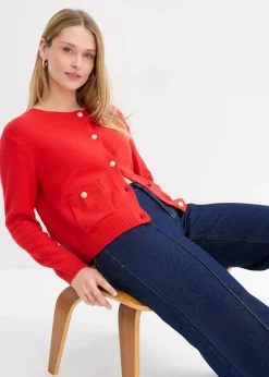 Outlet Feinstrickjacke aus Baumwoll-Mix Damen Pullover & Strickjacken|Strickmode