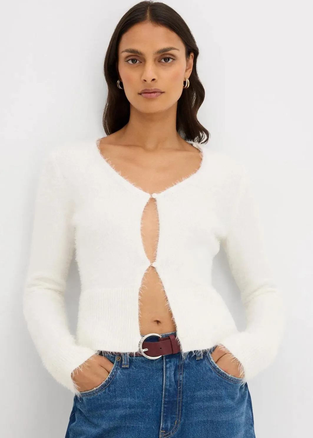 Damen bonprix Bekleidung·Umstandsmode|Strickmode|Feinstrickjacke aus Federgarn