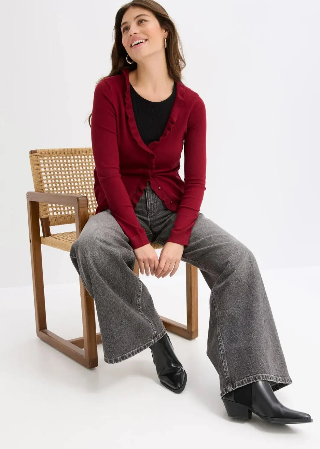 Online Feinstrickjacke aus fließendem Viskose-Mix Damen Strickmode|Pullover & Strickjacken