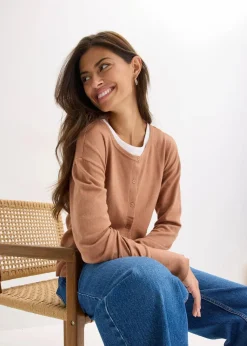 Online Feinstrickjacke aus fließendem Viskose-Mix Damen Bekleidung·Umstandsmode|Bekleidung·Jeans