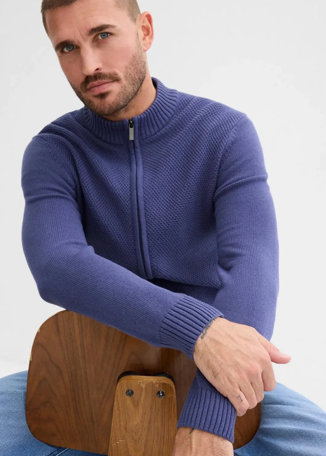 Herren bonprix Große Größen|Basics|Feinstrickjacke aus reiner Baumwolle
