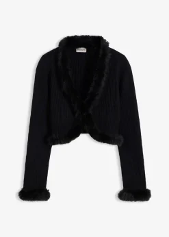 Damen bonprix Bekleidung·Umstandsmode|Bekleidung·Jeans|Feinstrickjacke mit Fellimitat