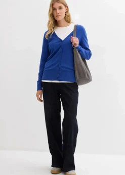 Damen bonprix Bekleidung·Röcke|Bekleidung·Jeans|Feinstrickjacke mit Knopfleiste