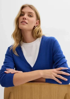 Damen bonprix Bekleidung·Röcke|Bekleidung·Jeans|Feinstrickjacke mit Knopfleiste