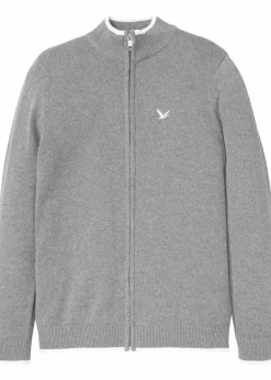 Online Feinstrickjacke mit Stehkragen und recycelter Baumwolle Herren Große Größen|Basics