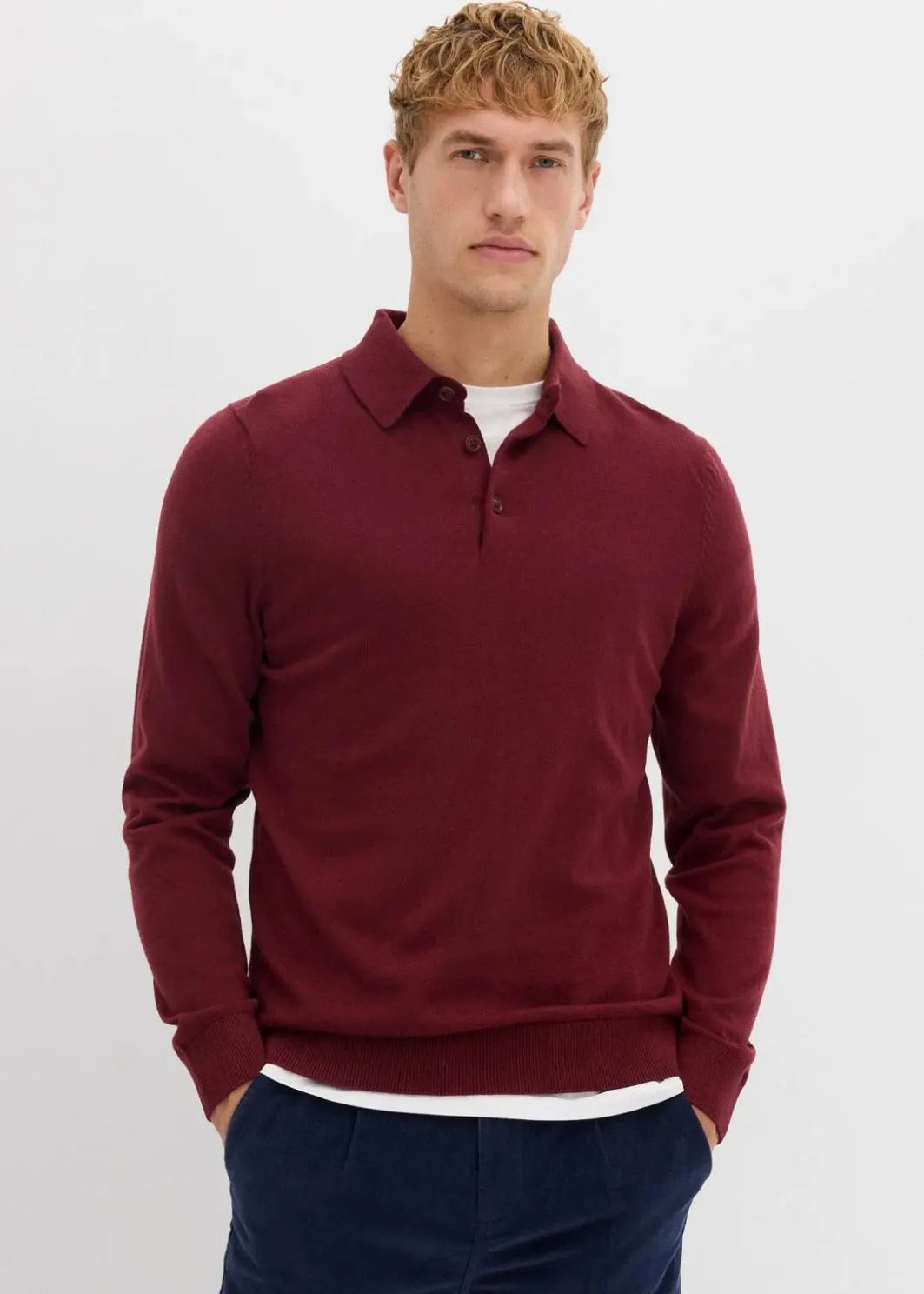 New Feinstrick-Polopullover mit edler Merinowolle, Slim Fit Herren Pullover & Strickjacken|Basics