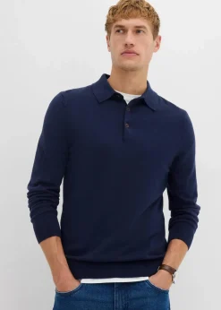 Herren bonprix Große Größen|Basics|Feinstrick-Polopullover mit edler Merinowolle, Slim Fit