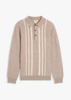 Herren bonprix Große Größen|Pullover & Strickjacken|Feinstrick-Polopullover, Slim Fit