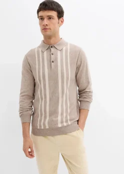 Herren bonprix Große Größen|Pullover & Strickjacken|Feinstrick-Polopullover, Slim Fit