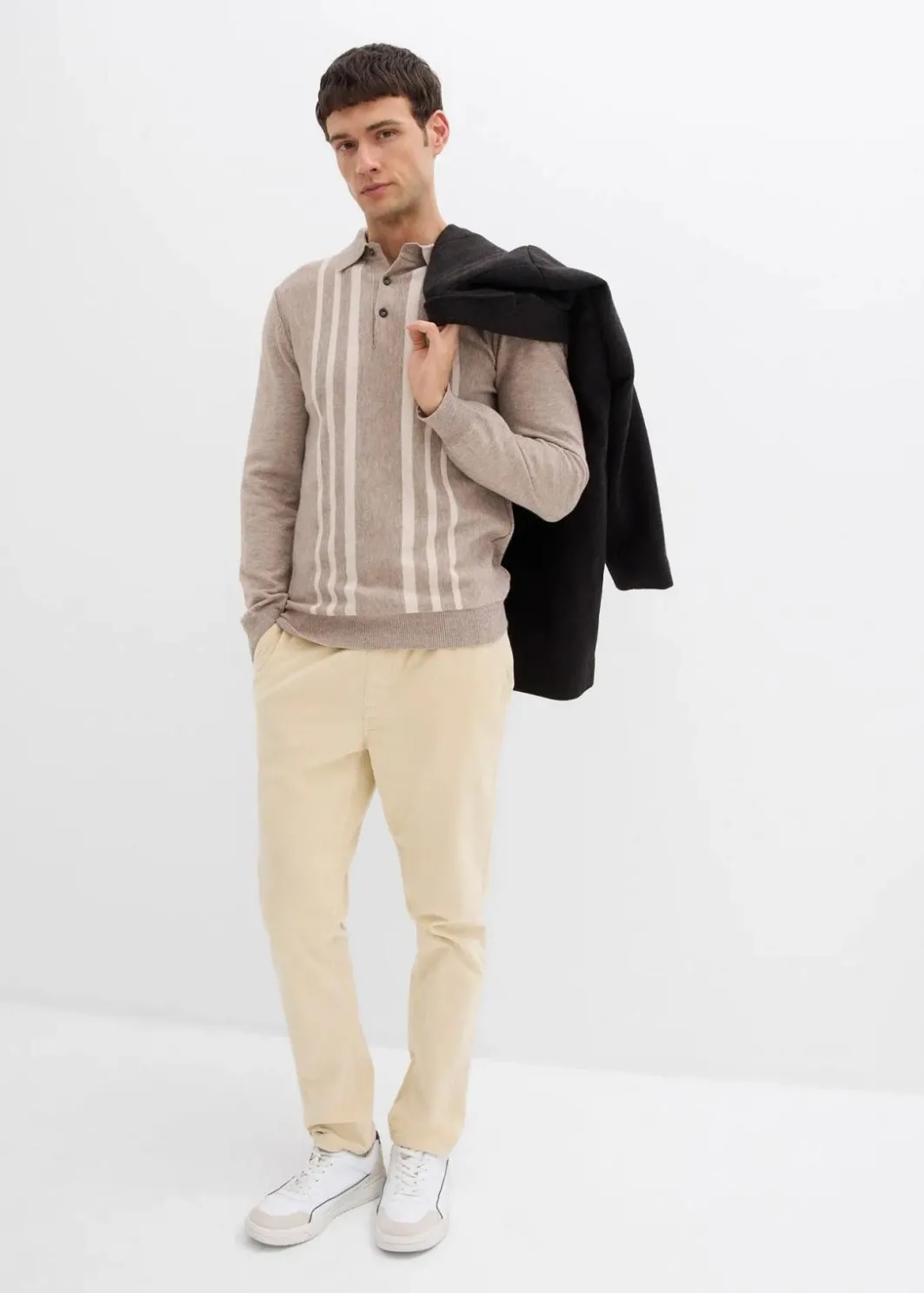 Herren bonprix Große Größen|Pullover & Strickjacken|Feinstrick-Polopullover, Slim Fit