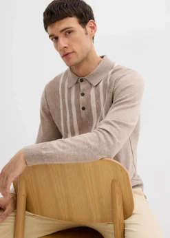 Herren bonprix Große Größen|Pullover & Strickjacken|Feinstrick-Polopullover, Slim Fit