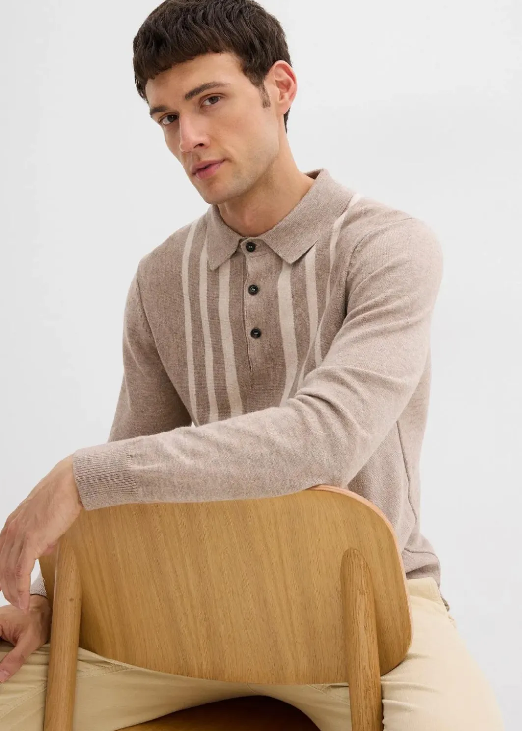 Herren bonprix Große Größen|Pullover & Strickjacken|Feinstrick-Polopullover, Slim Fit
