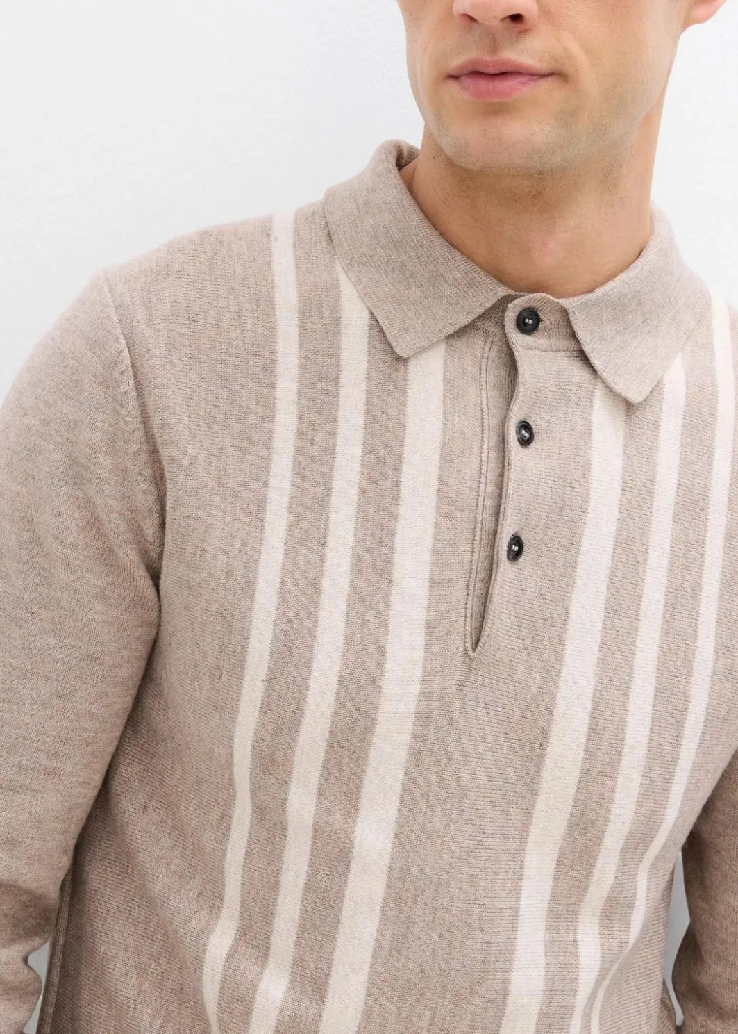 Herren bonprix Große Größen|Pullover & Strickjacken|Feinstrick-Polopullover, Slim Fit