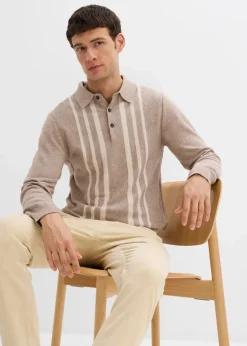 Herren bonprix Große Größen|Pullover & Strickjacken|Feinstrick-Polopullover, Slim Fit