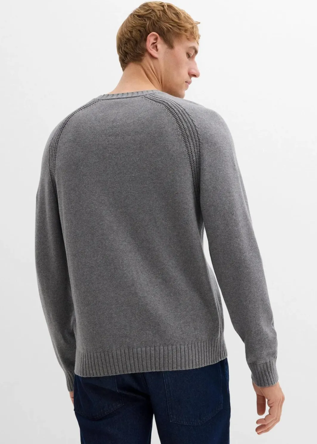Feinstrickpullover aus recyclingfähiger Baumwolle Herren Große Größen|Basics