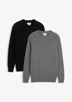 Discount Feinstrickpullover aus reiner Baumwolle (2er-Pack) Herren Pullover & Strickjacken|Basics