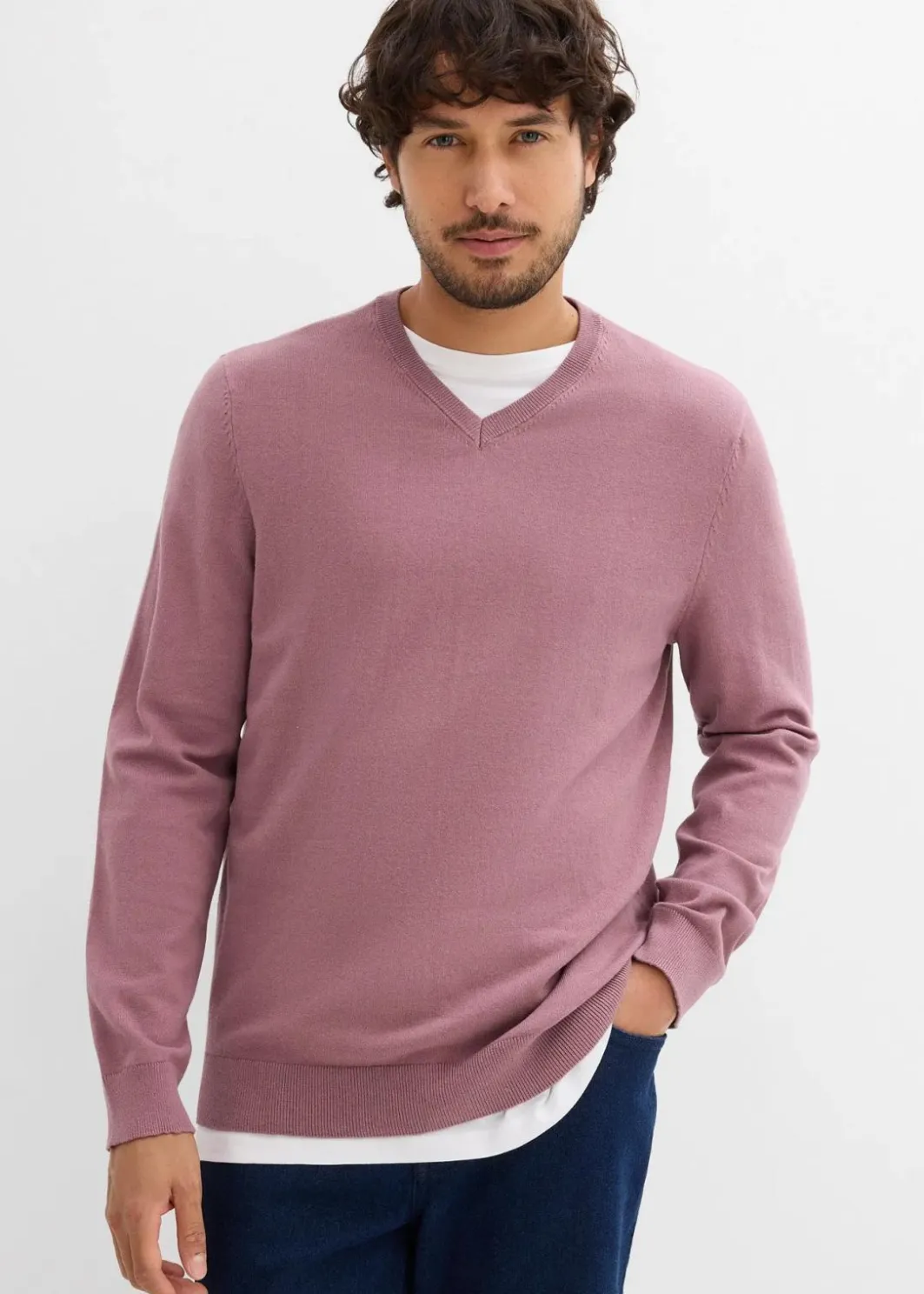 Herren bonprix Pullover & Strickjacken|Basics|Feinstrickpullover aus weichem Baumwollmix